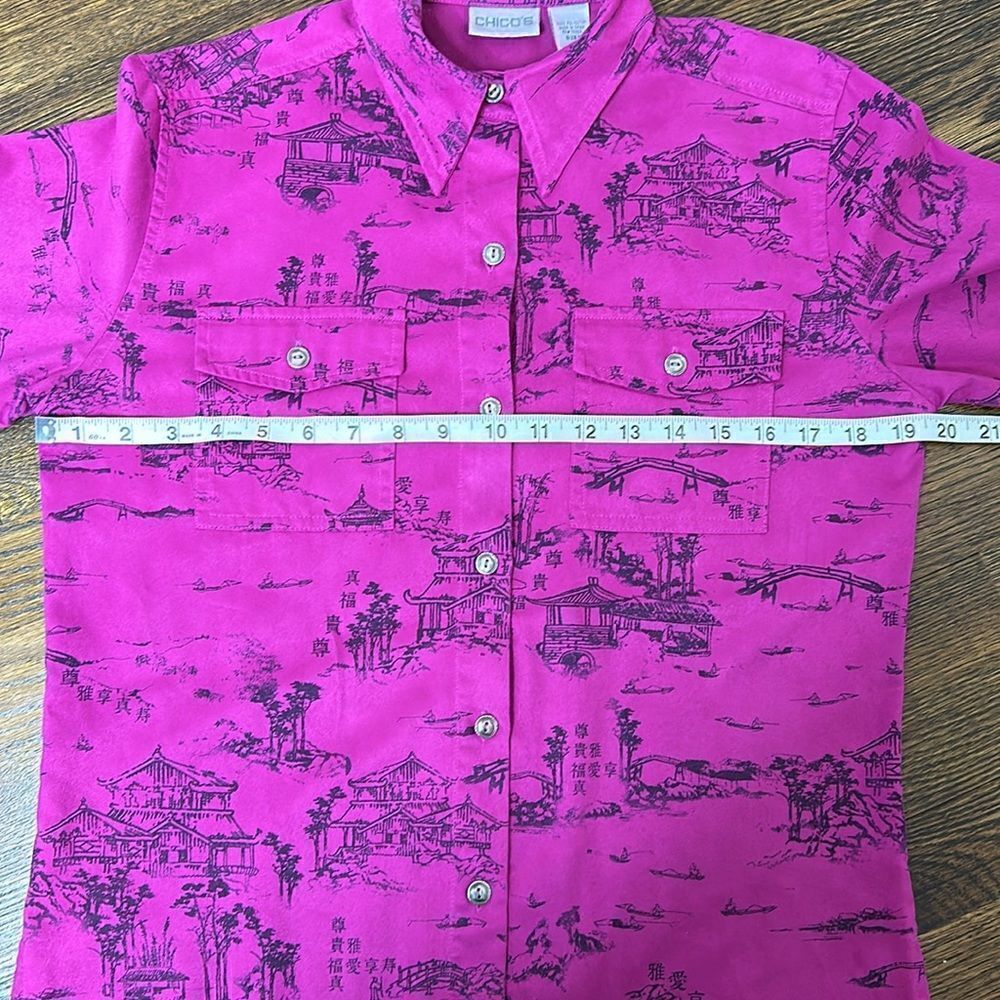 Chico’s Brushed Suede Raspberry Color Button Down… - image 5